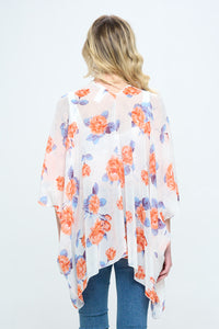 Thumbnail for Floral Kimono Cardigan with Open Front