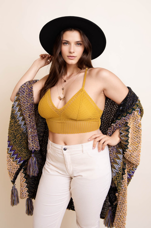 Ribbed Lace Boho Racerback Bralette