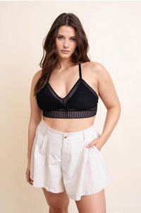 Thumbnail for Ribbed Lace Boho Racerback Bralette