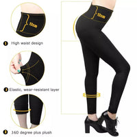Thumbnail for Women's Fleece Leggings High Waist Stretchy Warm - One Size