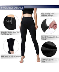 Thumbnail for Women's Fleece Leggings High Waist Stretchy Warm - One Size