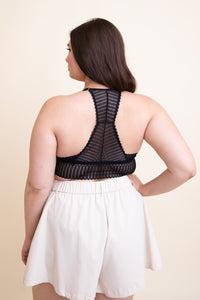 Thumbnail for Ribbed Lace Boho Racerback Bralette