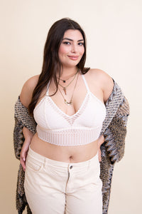 Thumbnail for Ribbed Lace Boho Racerback Bralette