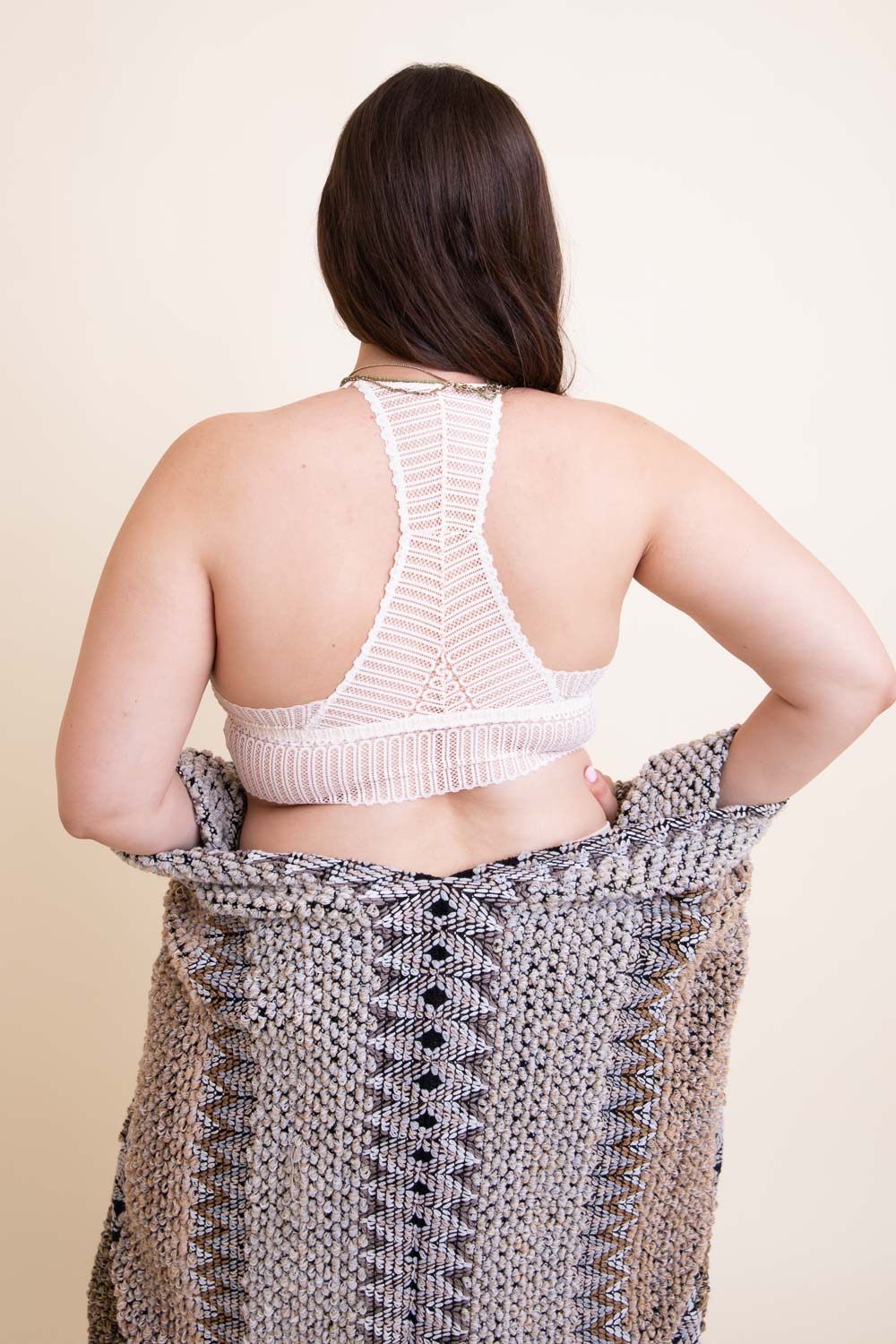 Ribbed Lace Boho Racerback Bralette
