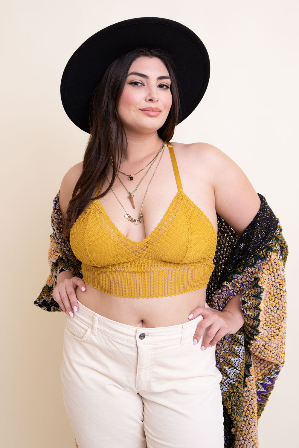 Ribbed Lace Boho Racerback Bralette