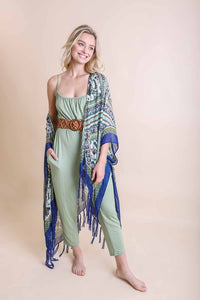 Thumbnail for Boho Diamond Tassel Kimono