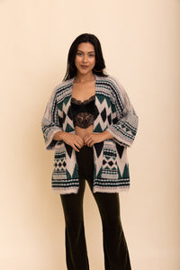 Thumbnail for Dreams Faux Hair Pocket Aztec Ruana