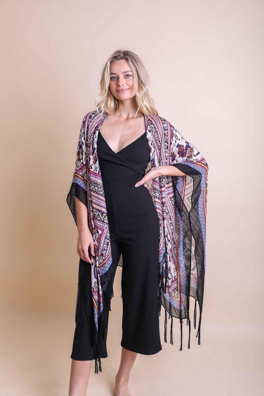 Boho Diamond Tassel Kimono