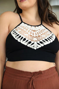 Thumbnail for Crochet Lace High Neck Bralette