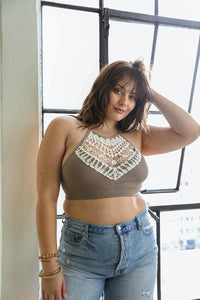 Thumbnail for Crochet Lace High Neck Bralette