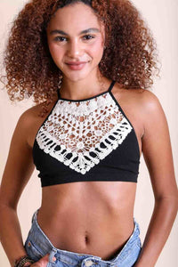 Thumbnail for Crochet Lace High Neck Bralette