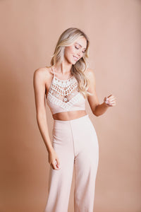 Thumbnail for Crochet Lace High Neck Bralette