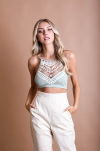 Thumbnail for Crochet Lace High Neck Bralette