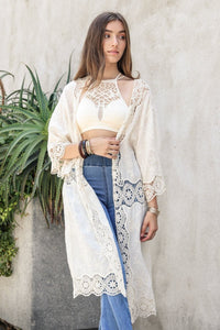 Thumbnail for Crochet Open Patch Kimono