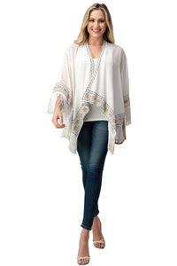 Thumbnail for Embroidered Fringe Kimono – Bohemian Layering Essential