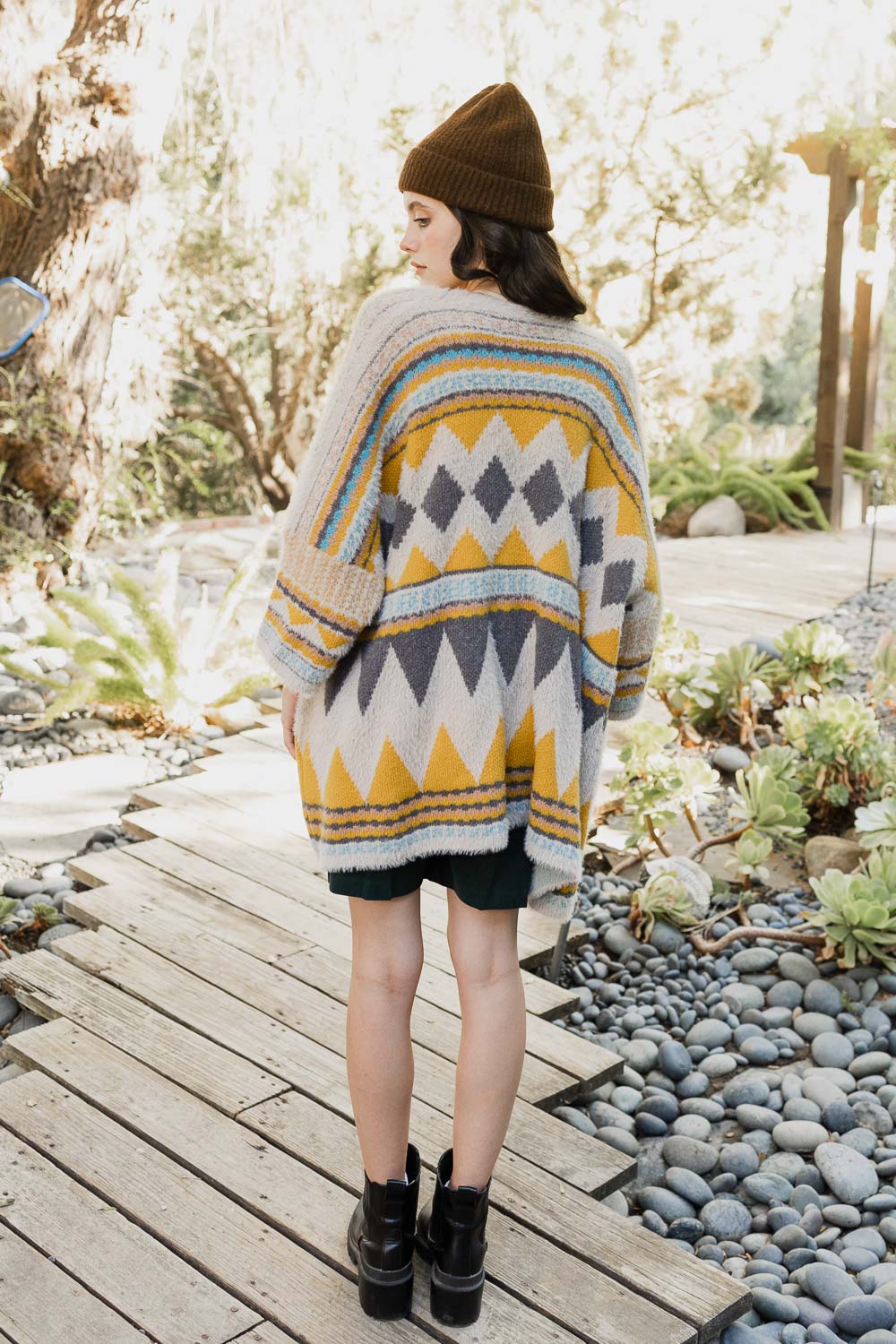 Dreams Faux Hair Pocket Aztec Ruana