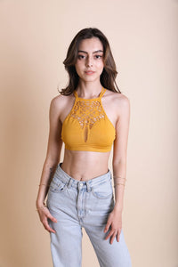Thumbnail for Floral Cutout Seamless High Neck