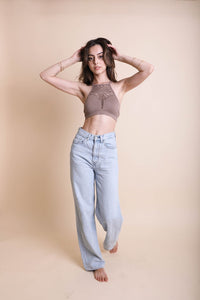 Thumbnail for Floral Cutout Seamless High Neck