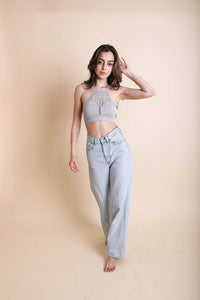 Thumbnail for Floral Cutout Seamless High Neck