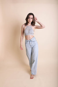 Thumbnail for Floral Cutout Seamless High Neck