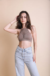 Thumbnail for Floral Cutout Seamless High Neck