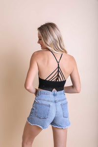 Thumbnail for High Neck Crochet Trim Bralette