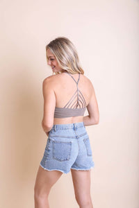 Thumbnail for High Neck Crochet Trim Bralette