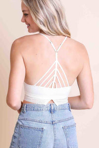 Thumbnail for High Neck Crochet Trim Bralette
