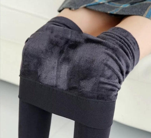 Women's Fleece Leggings High Waist Stretchy Warm - One Size