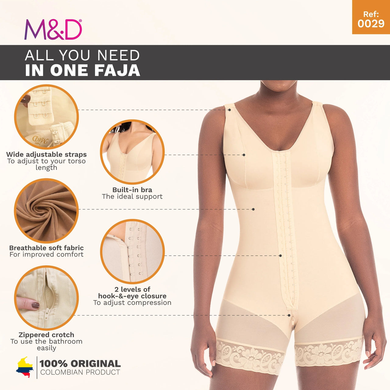 Mid Thigh Body Shaper with Bra - MYD 0029