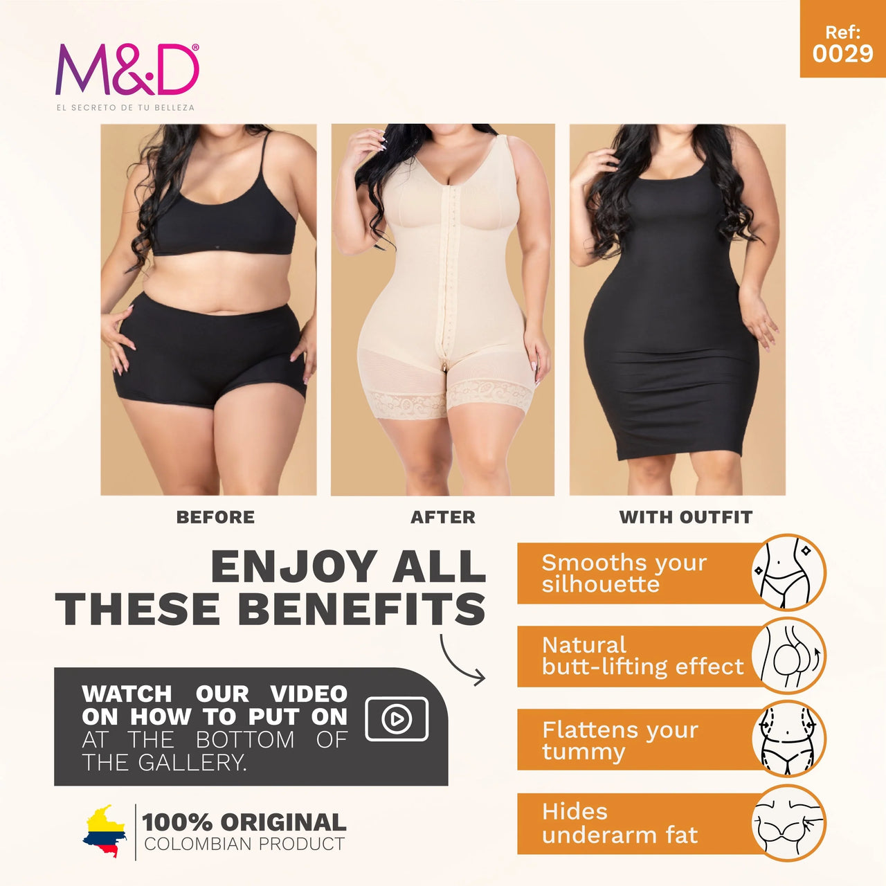 Mid Thigh Body Shaper with Bra - MYD 0029