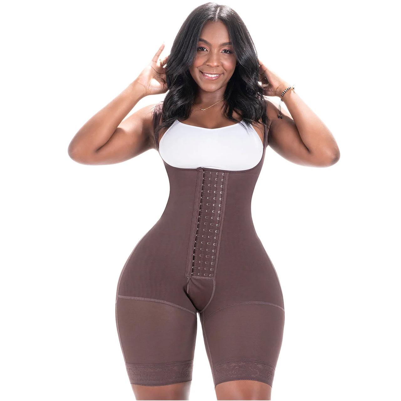 Bum Lift Tummy Control Bodysuit with Hooks for Curvy Wide Hips Small Waist Women - BS 098BF