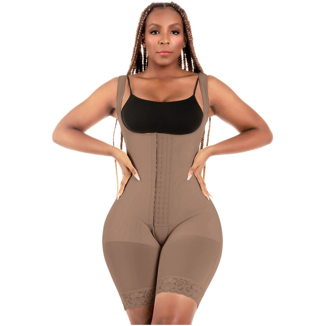 Bum Lift Tummy Control Bodysuit with Hooks for Curvy Wide Hips Small Waist Women - BS 098BF