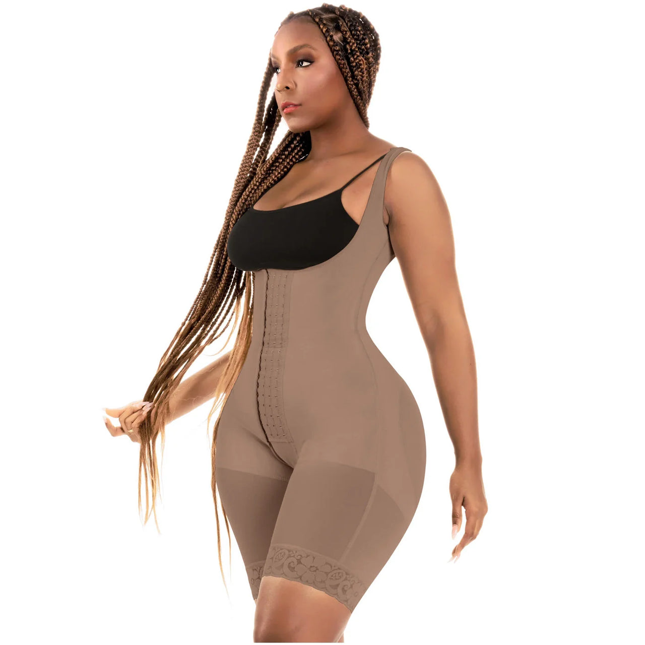 Bum Lift Tummy Control Bodysuit with Hooks for Curvy Wide Hips Small Waist Women - BS 098BF