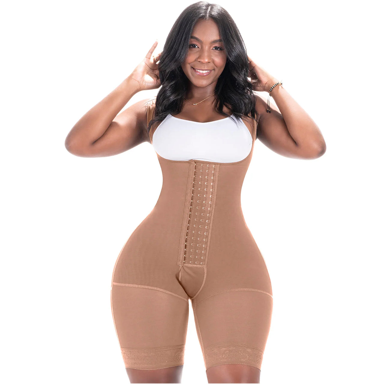 Bum Lift Tummy Control Bodysuit with Hooks for Curvy Wide Hips Small Waist Women - BS 098BF