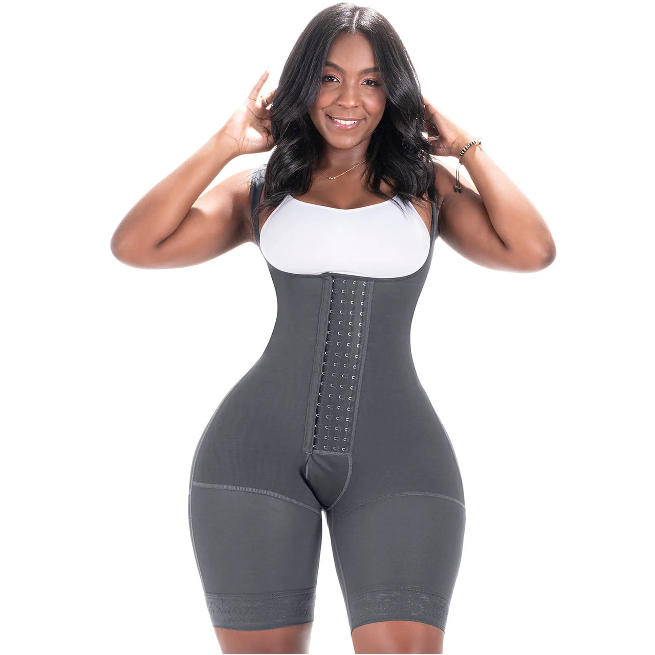 Bum Lift Tummy Control Bodysuit with Hooks for Curvy Wide Hips Small Waist Women - BS 098BF