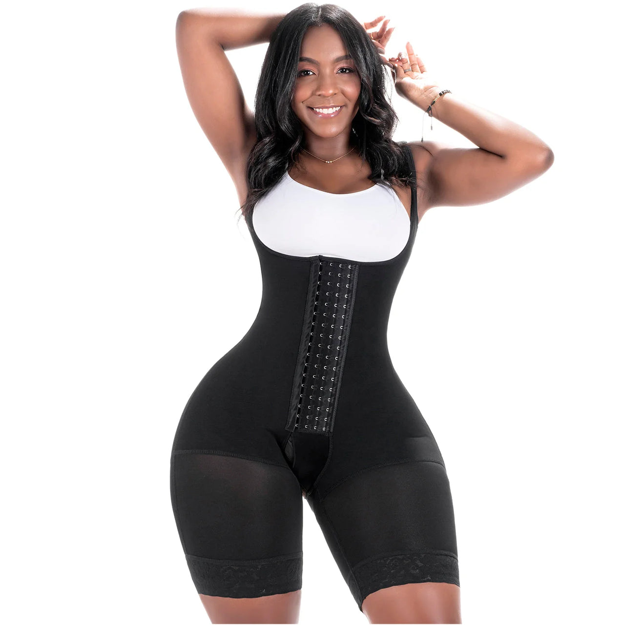 Bum Lift Tummy Control Bodysuit with Hooks for Curvy Wide Hips Small Waist Women - BS 098BF