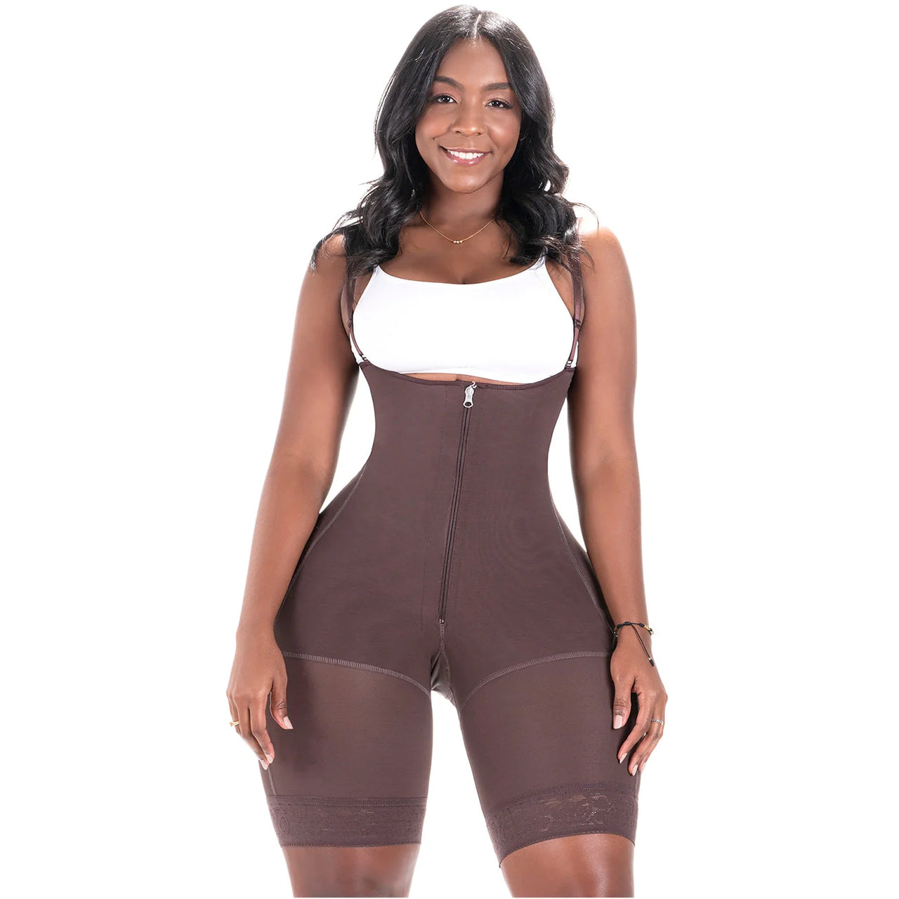 Bum Lift Tummy Control Bodysuit with Zipper for Curvy Wide Hips Small Waist Women - BS 099ZF