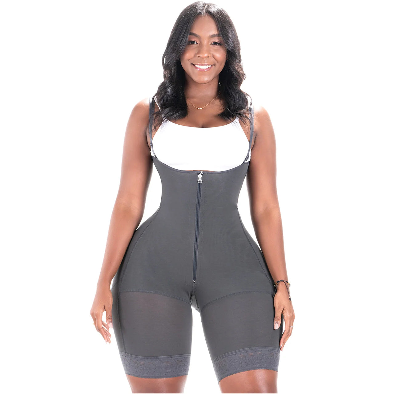 Bum Lift Tummy Control Bodysuit with Zipper for Curvy Wide Hips Small Waist Women - BS 099ZF