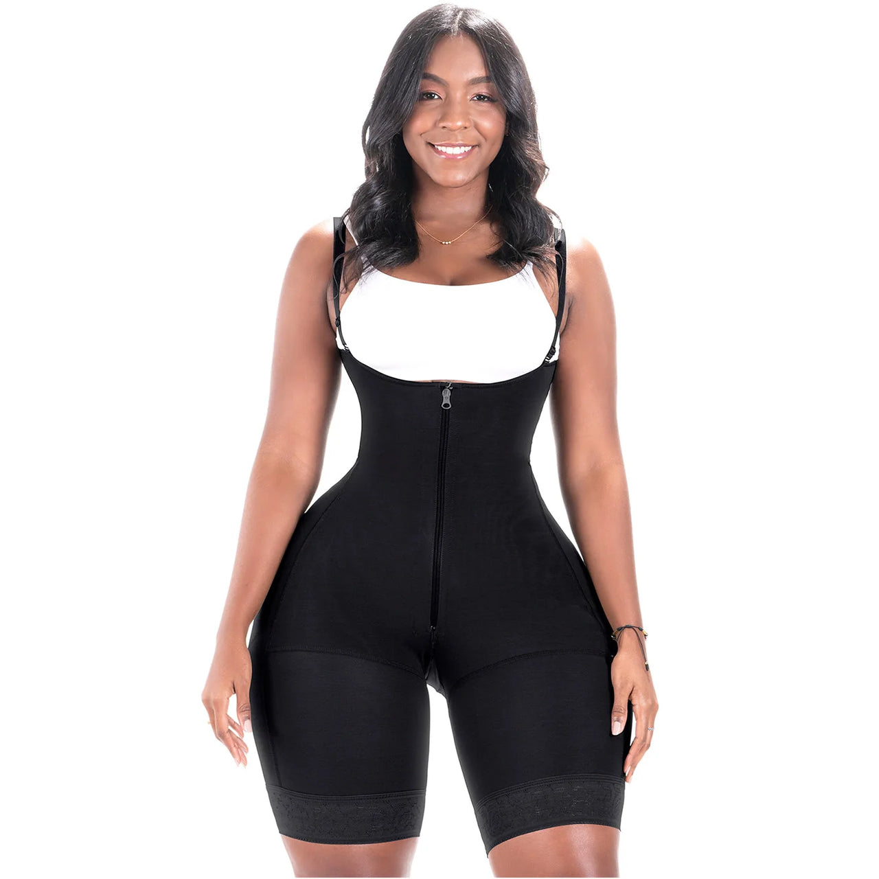 Bum Lift Tummy Control Bodysuit with Zipper for Curvy Wide Hips Small Waist Women - BS 099ZF