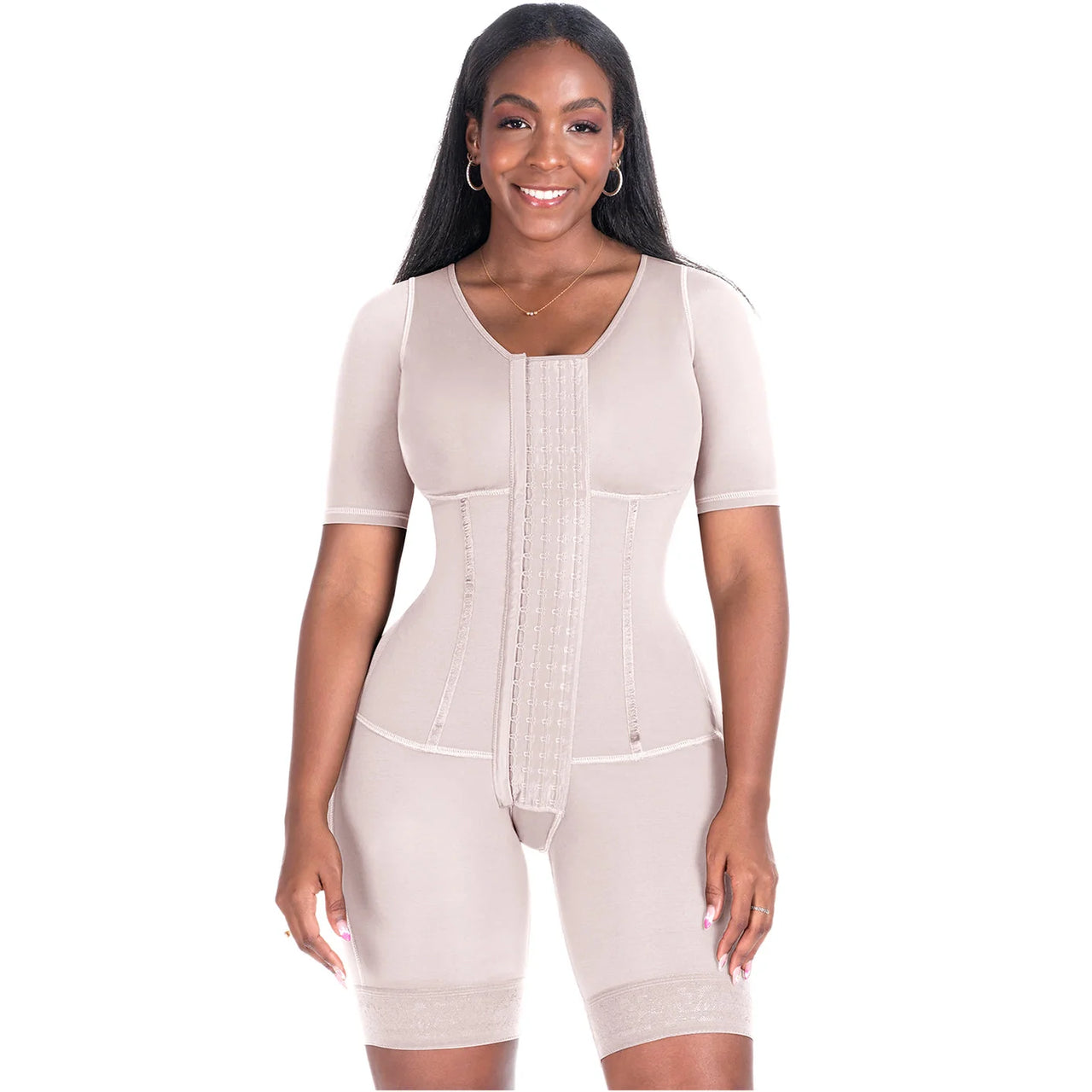 Compression Bodysuit with Sleeves & Built in Bra - BS  938BF