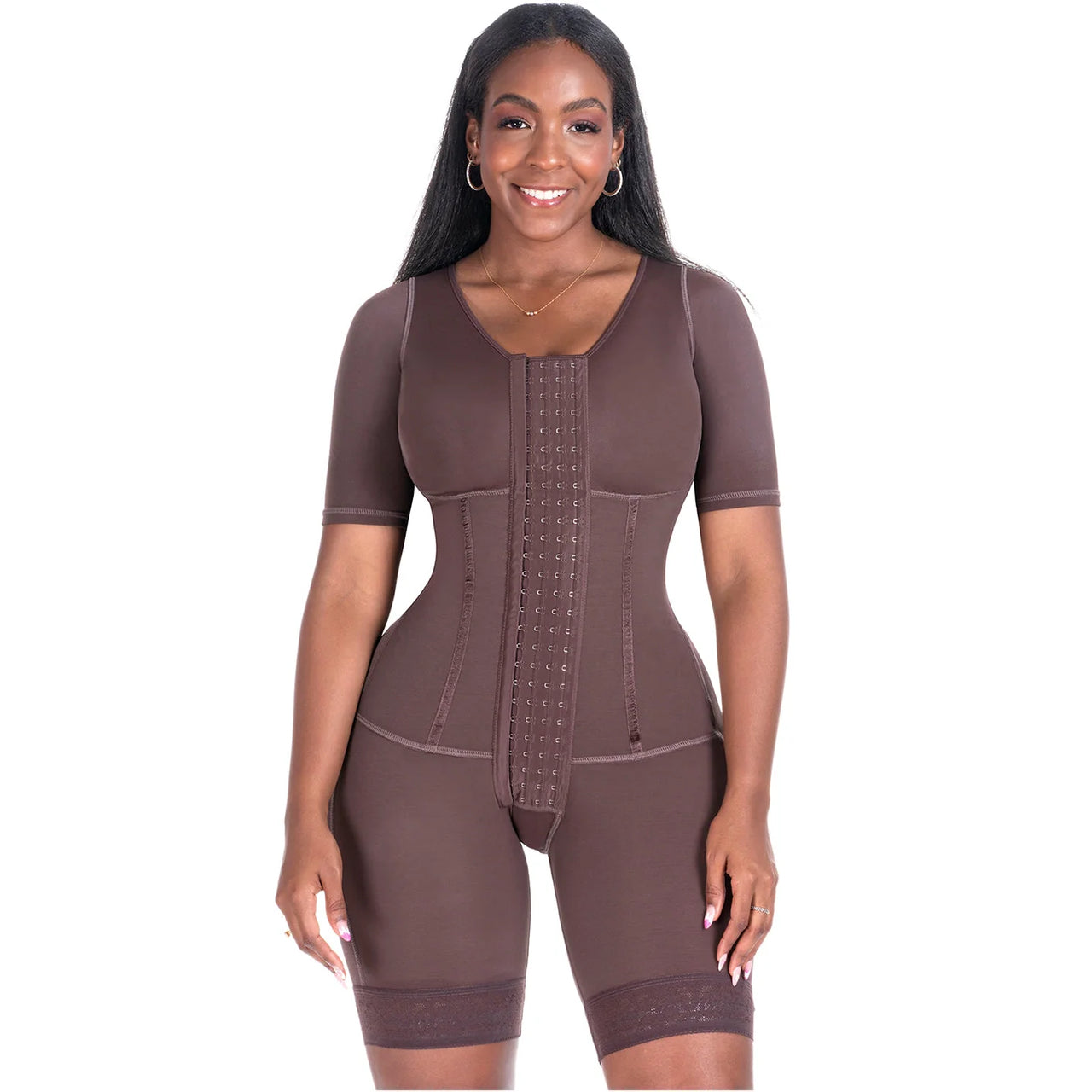 Compression Bodysuit with Sleeves & Built in Bra - BS  938BF