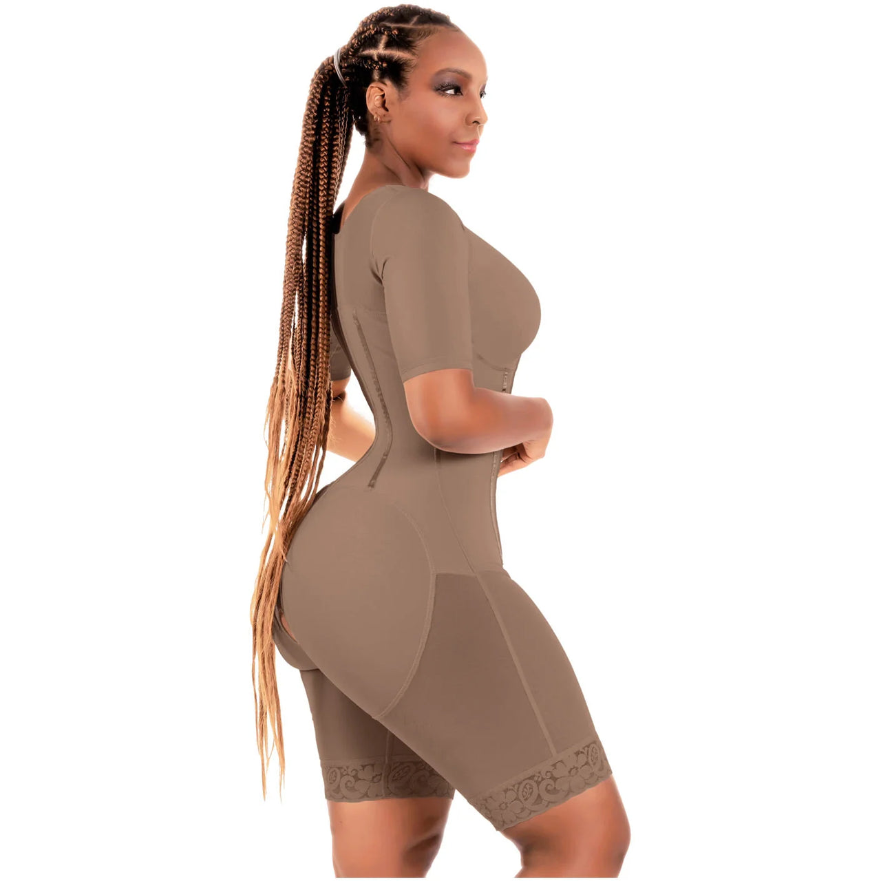 Compression Bodysuit with Sleeves & Built in Bra - BS  938BF