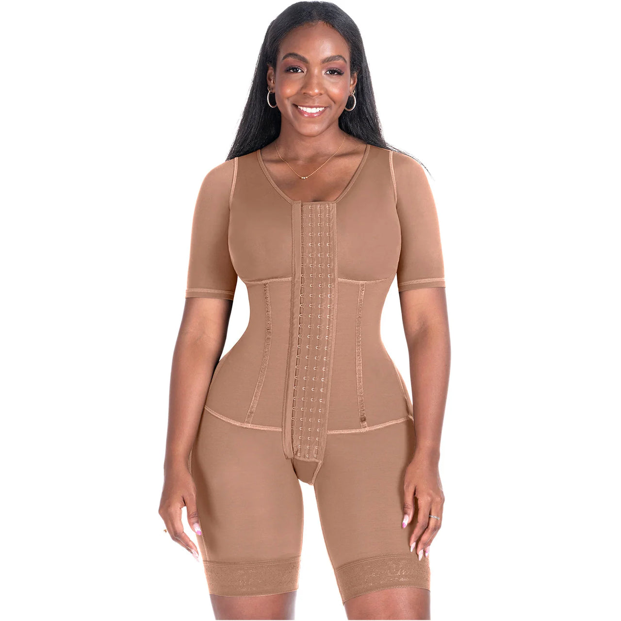 Compression Bodysuit with Sleeves & Built in Bra - BS  938BF