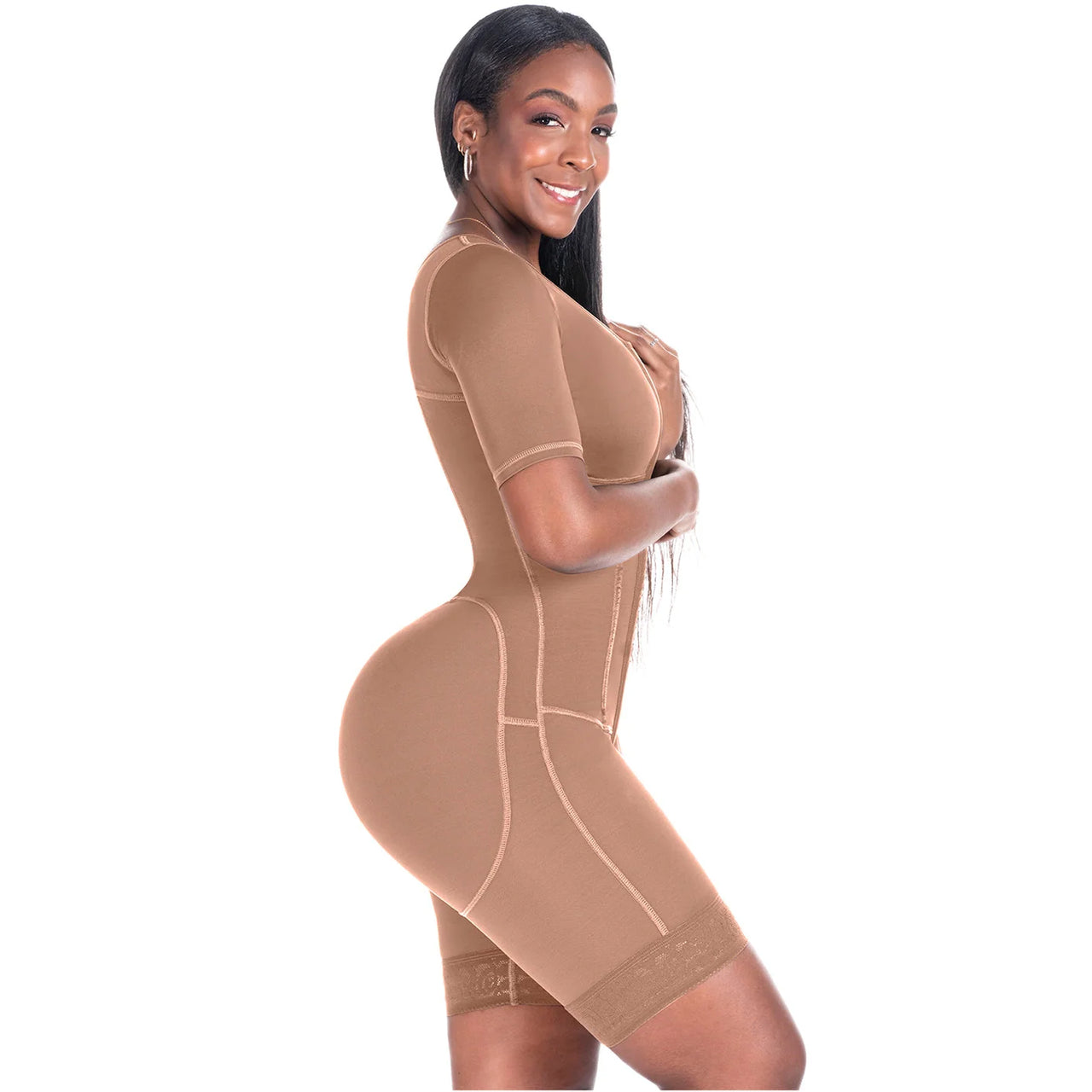 Compression Bodysuit with Sleeves & Built in Bra - BS  938BF