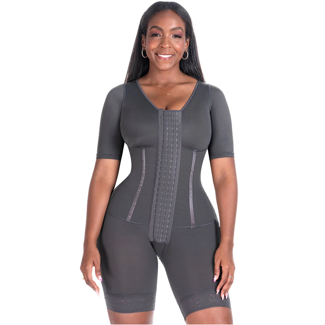 Compression Bodysuit with Sleeves & Built in Bra - BS  938BF