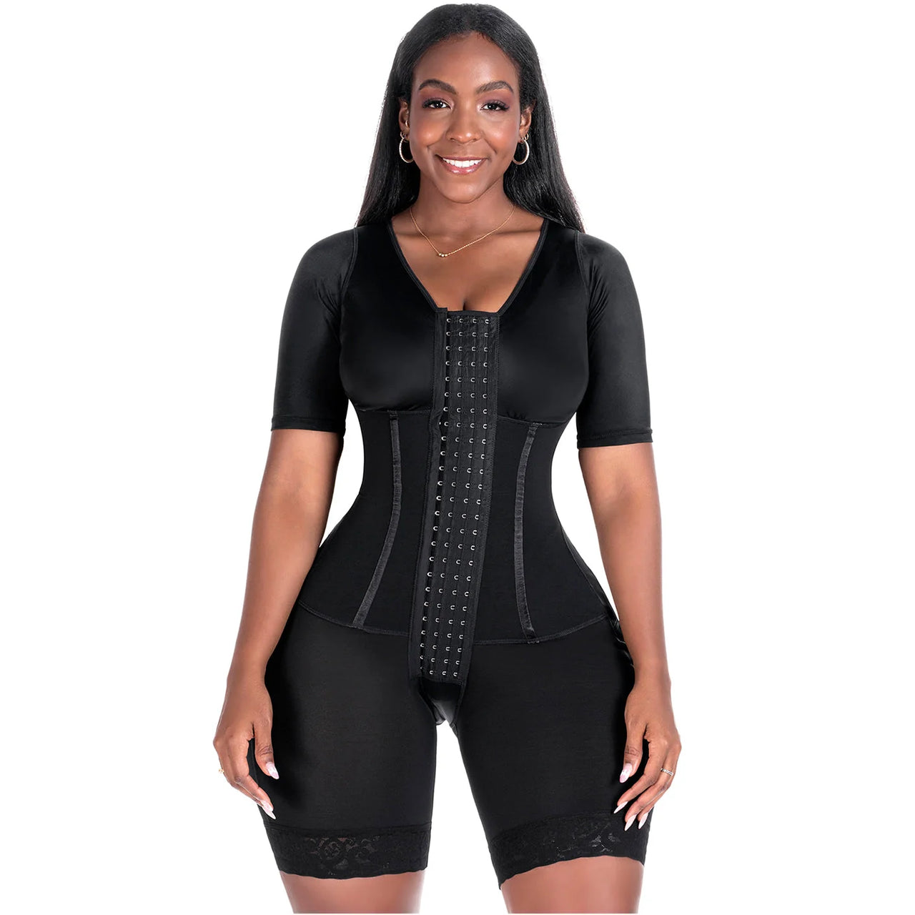 Compression Bodysuit with Sleeves & Built in Bra - BS  938BF