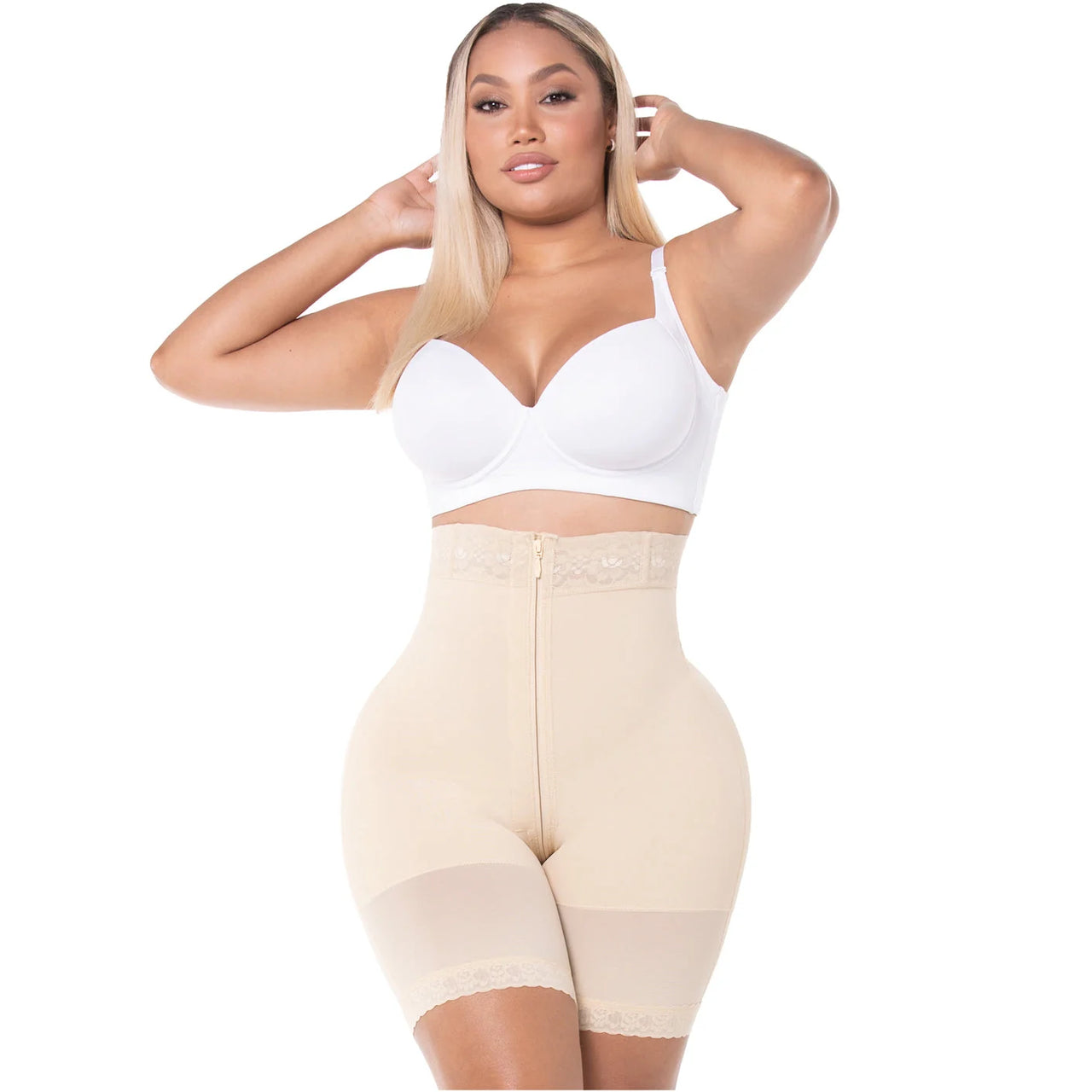 Mid Thigh Open Bust Invisible Boysuit with Zipper - MYD F0072 | 00728