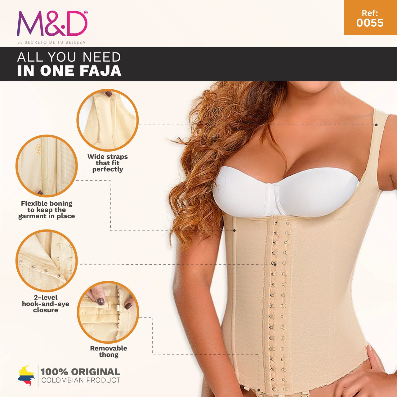 Waist Cincher Corset Vest with Removable Thong - MYD 0055