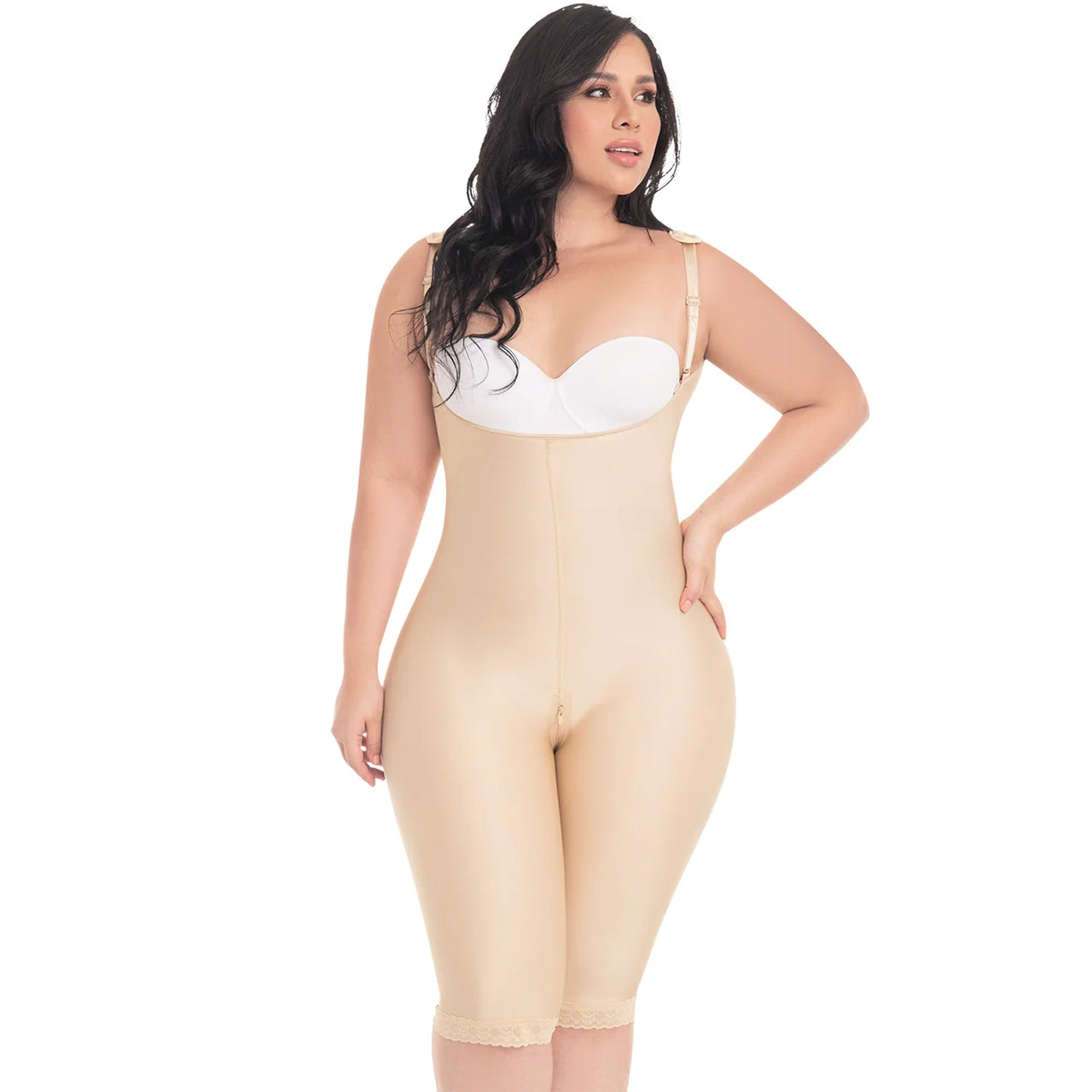 Knee Length Open Bust Seamless Bodysuit Tummy Control - MYD 0072